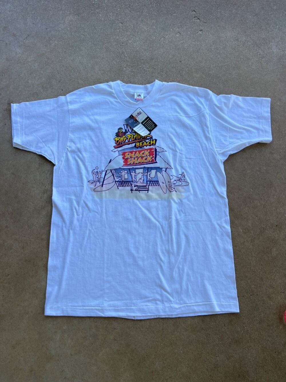 Vintage Wise Big Flavor Beach Snack Shack Graphic T-Shirt XL White Fruit Of The